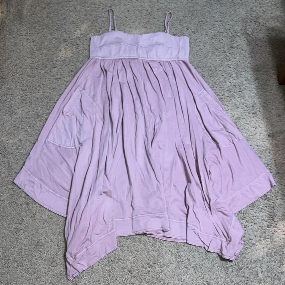 Anthropologie Daily Practice Asymmetrical A-Line Midi Dress Handkerchief Mauve L - Picture 5 of 12